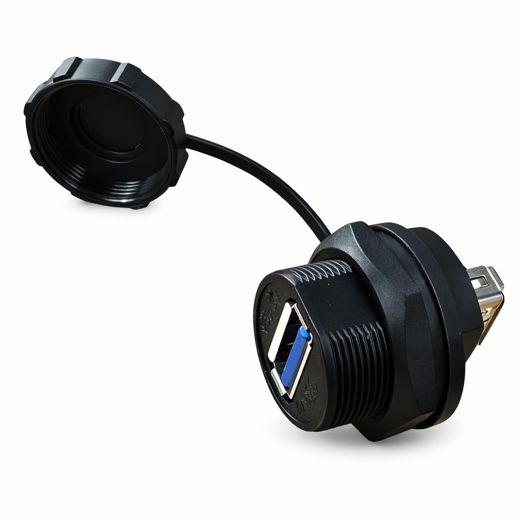 Panel Mount USB 3.0 Female-Female Threaded IP67 Waterproof Data Connector with Dust Cover Suitable for Panel Cutout Dia 22.5 mm by Surya Manufacturing Company-image-31