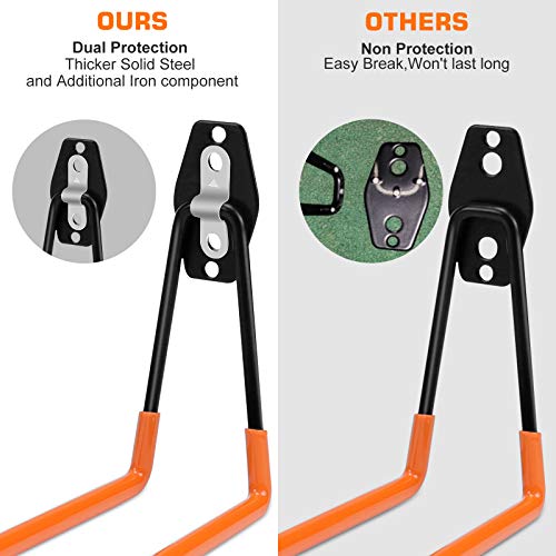 Augtarlion 4 PACK Garage Storage Utility Hooks, Double Heavy Duty Ladder Hangers, Garage Wall Hooks for Hanging Ladder, Hoses, Bike, Folding Chairs, Garage Garden Large Tool Organizer