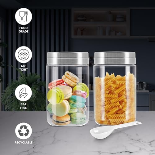 Image of MILTON Steel Seal 1000 Airtight Food Grade Modular Plastic Container | BPA Free, Stackable & Transparent | Wide Mouth with See-Through Lid | Ideal for Cereals, Pulses, Spices, Set of 2, 1000 ml each