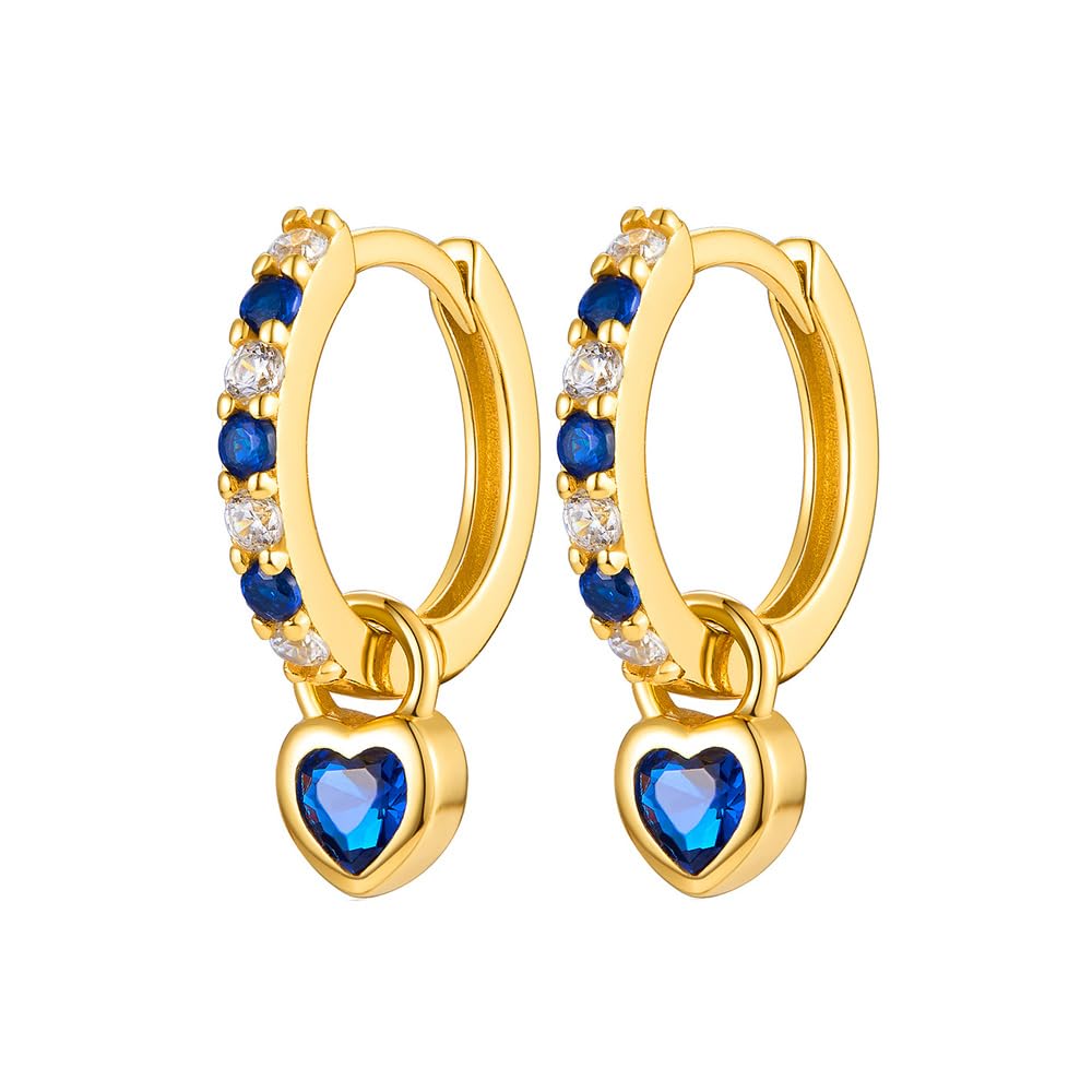 TOFBS Pendientes Oro Colgantes con Circonita Zircon Oro Pendientes con Pequeños Pendientes de Aro Ley 925 Minimalistas Dorados Aretes de Gota Para Mujeres Niña