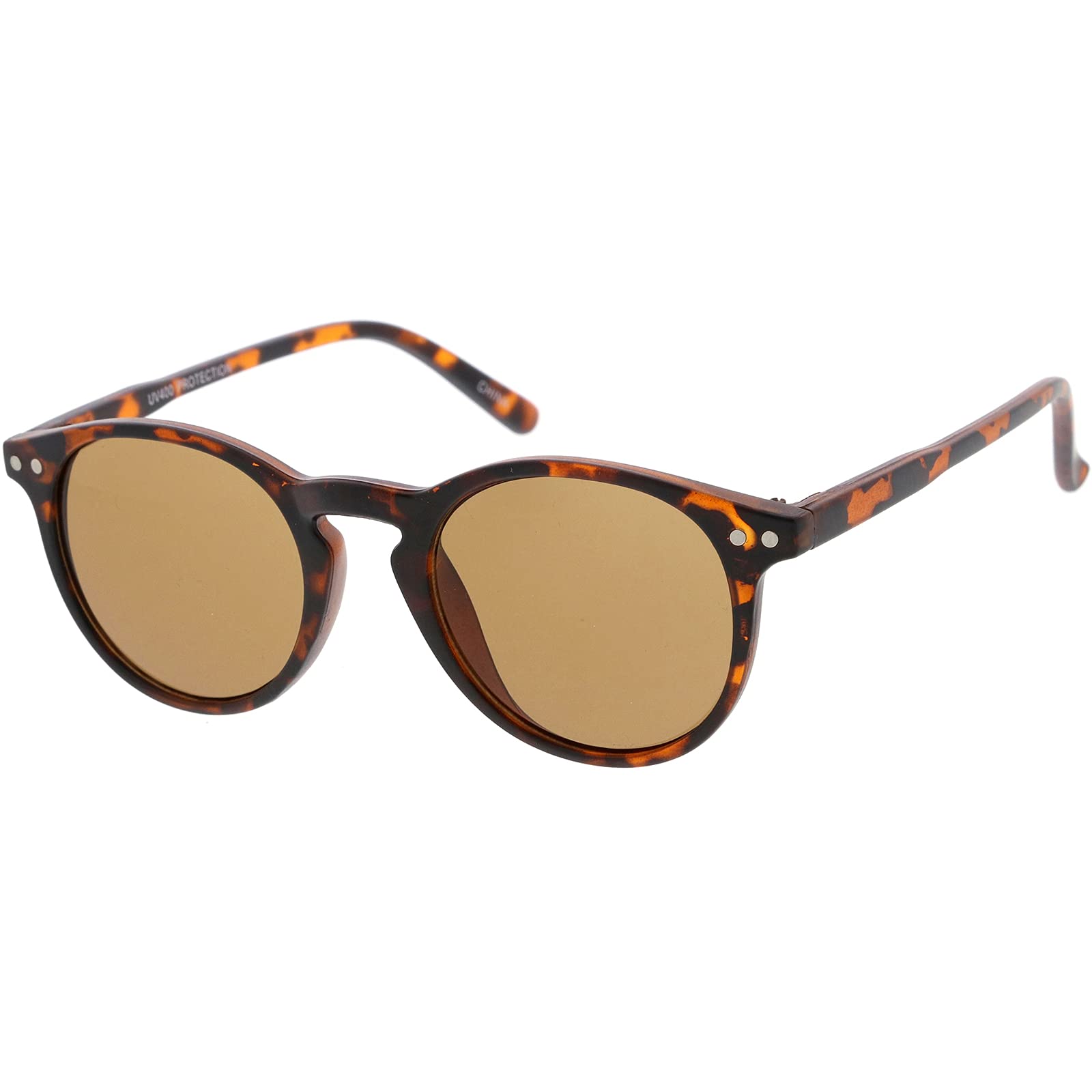 zeroUV - Kids P3 Keyhole Neutral Colored Lens Retro Horn Rimmed Sunglasses D146 (Matte Tortoise/Brown)