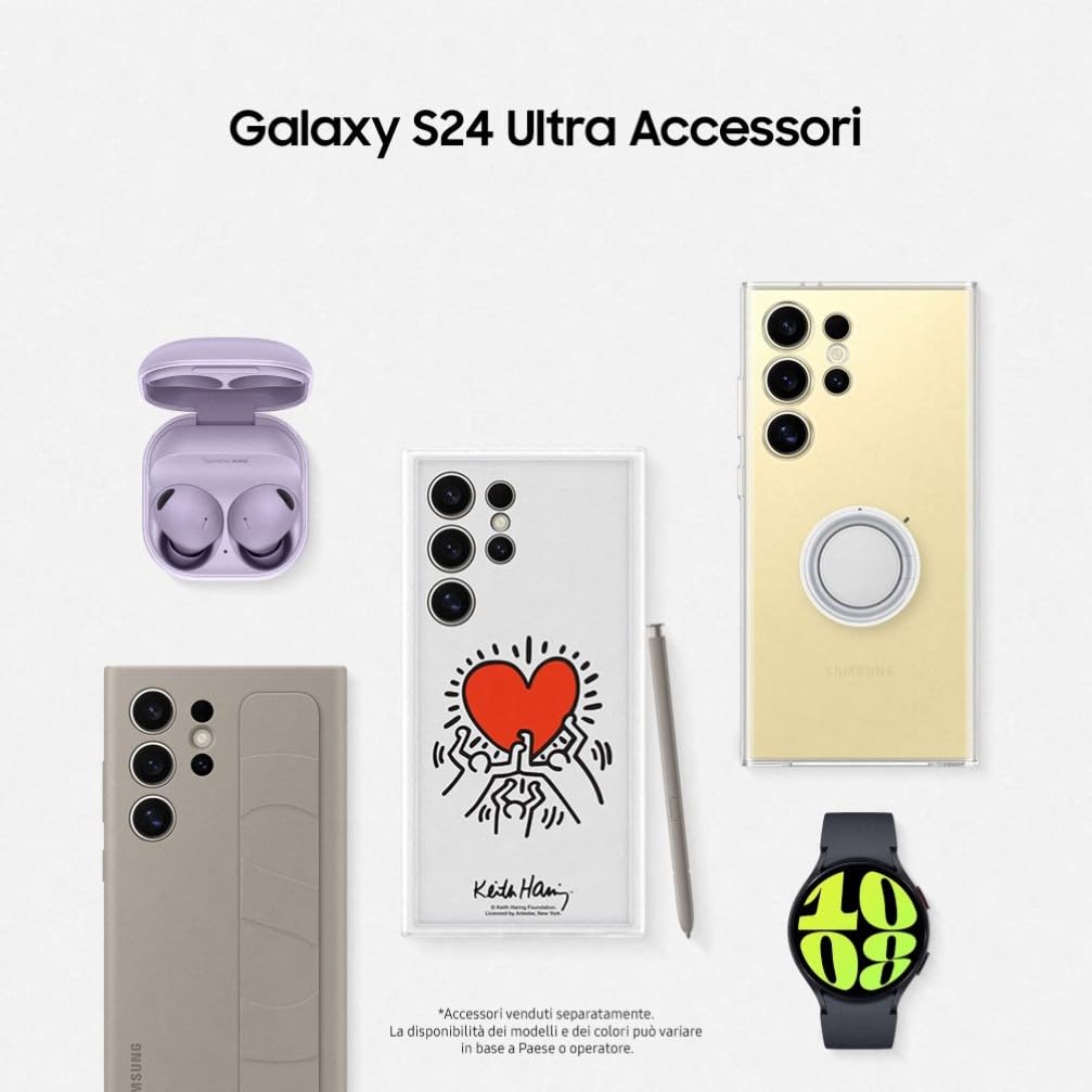 Samsung Galaxy S24 Ultra Smartphone AI, Caricatore incluso, Display 6.8'' QHD+ Dynamic AMOLED 2X, Fotocamera 200MP, RAM 12GB, 512GB, 5.000 mAh, Titanium Yellow [Versione italiana]