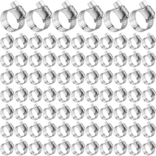 Image of 300 Pcs Hose Clamp Assortment Kit 1 /2'' - 3 /4'' (13-19Mm) | 304 Stainless Steel, Hose Clamps Bulk, Worm Gear Fuel Line Clip, for Automotive Plumbing Intercooler Tube Pipe Radiator