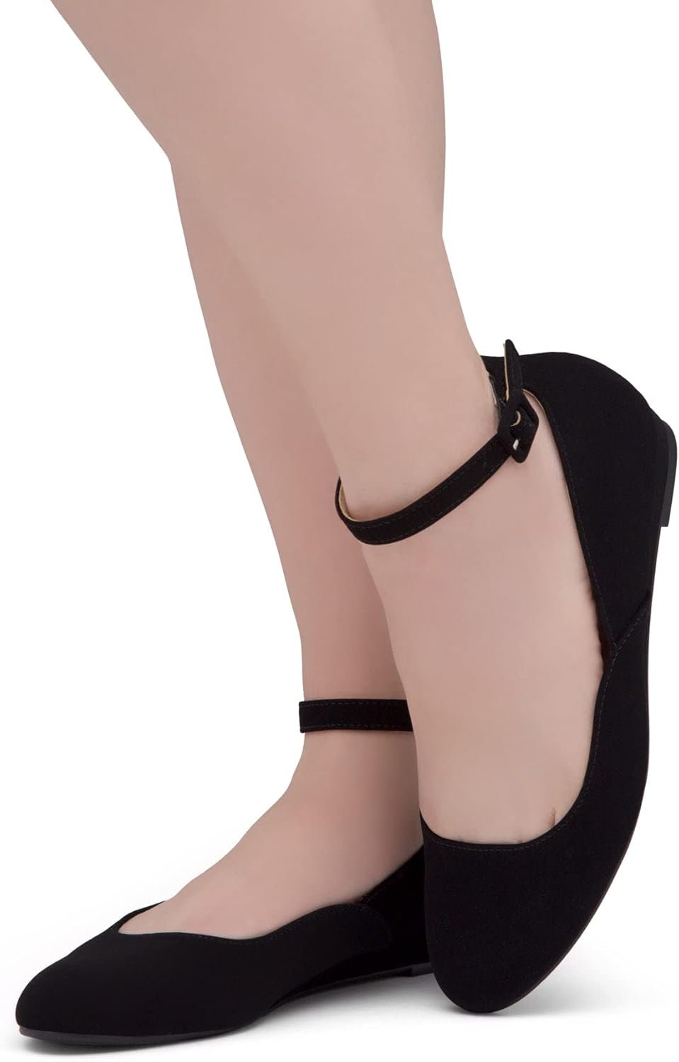 Shoe Land Women’s Flats – Dressy & Comfortable Slip-On Shoes with Low Wedge & Ankle Strap | Round Toe Ballet Flats for Work, Office, Party & Business Casual - Image 2