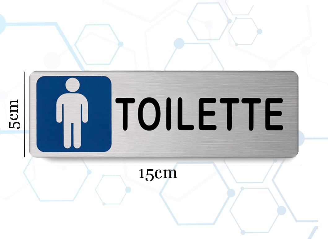 Targa toilette uomo in Alluminio Satinato 150mm x 50mm - Targhette Autoadesive | Stickers, Klebeetikett | Impermeabili Lavabili, ufficio, pub