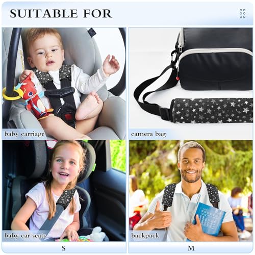 Image of 2 Pack Seatbelt Covers Seat Belt Cover Pad for Adults Boys Girls Car Seat Strap Covers Pads Cushion Universal Shoulder Strap Pad Protector for Backpack Camera Bag 6.5 Inch Sparkly Silver Stars