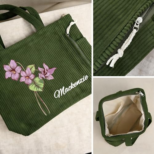 Bolso Tote personalizado de pana con cremallera lateral miniatura 5
