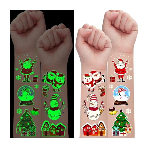 Leesgel Navidad Tatuajes Niños, 24 Hojas Luminosos Calendario Adviento
