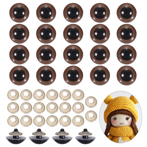 Yeux de sécurité 26mm PATIKIL marrons réalistes pour poupée crochet