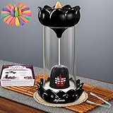 SIGNAMIOยฎ Shiva Smoke Waterfall Fountain with Lingam of Lord Shiva Statue Idol shivling Incense Holder Burner with 30 Backflow Incense Cones for Meditation puja Decor in Temple