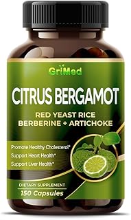 Citrus Bergamot with Red Yeast Rice, Garlic, Artichoke for Healthy Cholesterol, Heart Health (150 Count (Pack of 1))