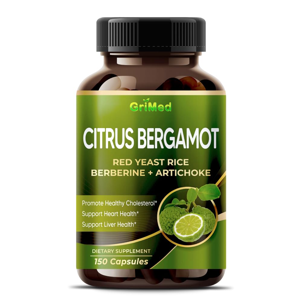 GriMed Citrus Bergamot 10-in-1 with Red Yeast Rice & Garlic, 150 Capsules