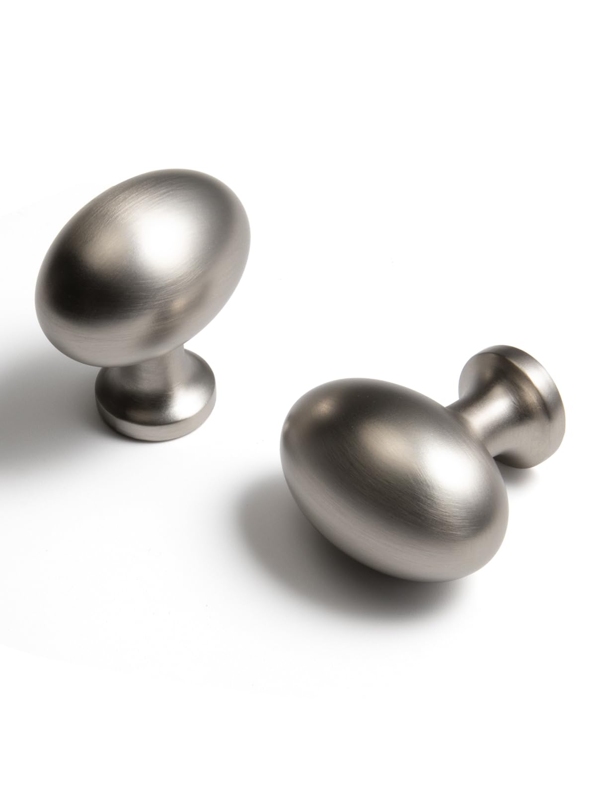 BEILEIOU Oval Brushed Nickel Cabinet Knobs, Zinc Alloy for Drawer Knobs for Dresser Cupboard Wardrobe (5, Brushed Nickel, Egg knob)