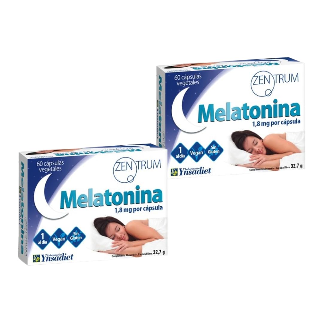 Ynsadiet Zentrum Melatonina Dulces Sueños - Pack Ahorro 2 x 60 Cápsulas - Con Amapola, Pasiflora, Melisa, Tila y Valeriana - 1.8mg Melatonina - Suplemento Natural para el Sueño