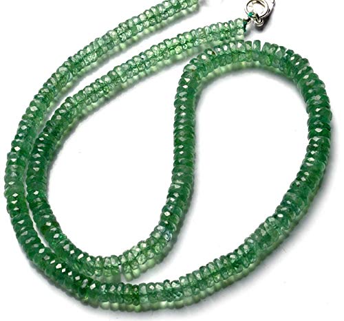 WORLD WIDE GEMSNatural Rare Gemstone Nepal Mint Green Color Kyanite 5 to 6.5MM Faceted Heishi Beads 16.5" Full Strand Fine Quality Beads Complete Necklace