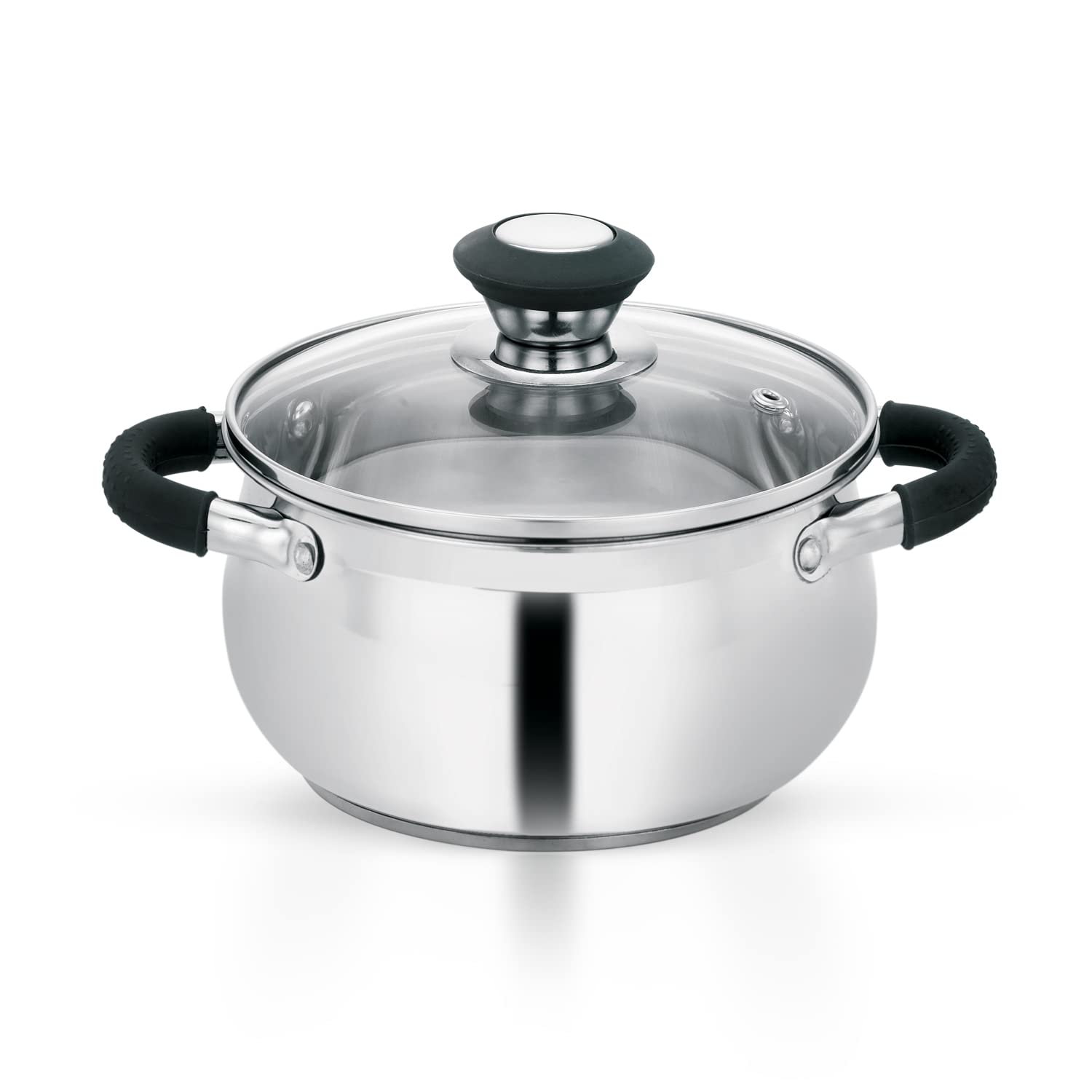 Royalford24cm Nano Casserole With Glass Lid- RF11584 Durable, Strong and Sturdy Stainless steel Construction with Tempered Glass Lid Silver