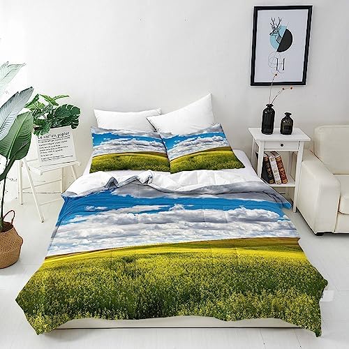ANHOPE Butterfly Duvet Cover Set Soft Lightweight 3Pcs Bedding Set with 2 Pillowcase Transparent Butterfly Flower Shiny Stars Print Pattern Kids Girls Women Quilt Cover with Zipper Closure Single Size