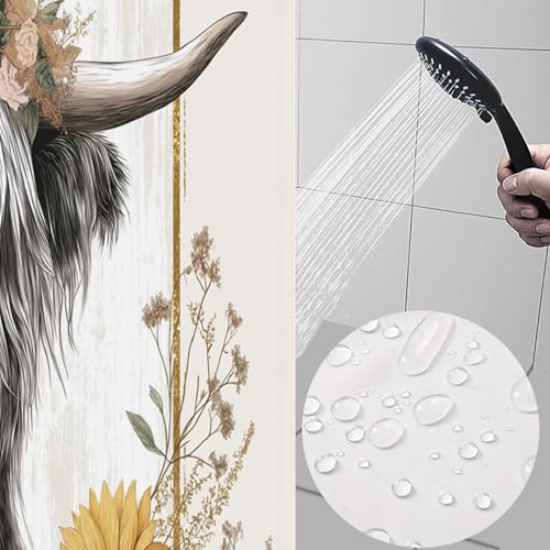 Rideau de douche grand format anti projections pour baignoire 3D