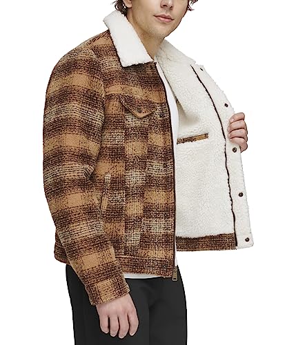 Image of Levi's Men's Levi's Men's Wool Blend Plaid Trucker With Sherpa Lining