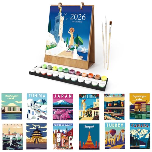 Crea capolavori senza esperienza utilizzando i nostri strumenti all-inclusive! Il kit contiene colori acrilici ecologici, 3 pennelli (per contorni, pittura piatta e dettagli) e guide ai colori. Rilegato con anelli in metallo, si appoggia a 180° per una facile verniciatura e si trasforma in un calendario da tavolo incorniciato dopo il completamento.