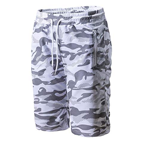 Andongnywell Man's Relaxed Fit Outdoor Comouflage Camo Cargo Shorts Men's Loose Camouflage Shorts with Multi-Pockets (White,X-Large)