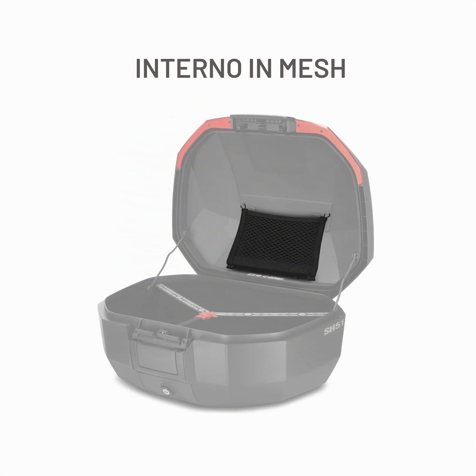 Generico BAULETTO VALIGIA TOP CASE SH51 COVER CARBON 51 LT SH 51 + SCHIENALINO D0RI75 compatibile con SUPPORTI SHAD