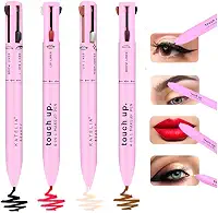 Katelia Beauty Caneta de maquiagem 4 em 1 – Caneta de maquiagem recarregável para facilitar a viagem – Conjunto de maquiagem portátil com delineador colorido, delineador de sobrancelhas, lábios e