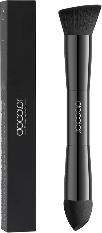 Dual-Ended Hairline Powder Brush, Hair Contour Brush with Sponge Tip, Makeup Brush for Seamless Blending, for Hair Contouring, Root Touch-ups, and Beard Coverage Vegan & Cruelty-free