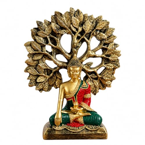 Image of eCraftIndia Buddha Idol for Home Decor Living Room | Gautam Buddha Statue Under the Bodhi-Tree | Showpiece Gift for Housewarming Birthday