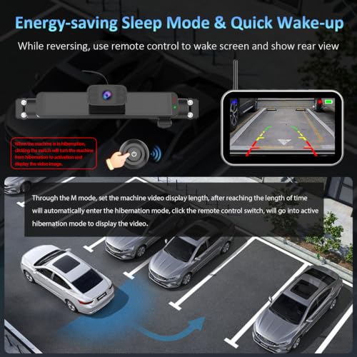 Image of Carpuride Solar Wireless Backup Camera with 7 inch Monitor and 6700mAh Battery | Rechargeable 1080P Back Up Cam Auto Sleep, 170 Wide Angle, IP69K Waterproof, Easy Installation for Car, Van, Truck, Trailer