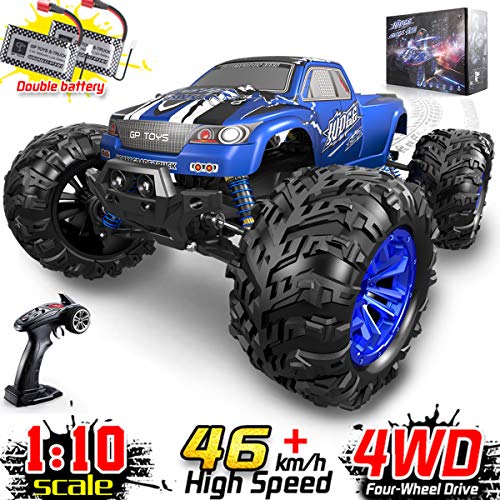 Soyee RC Cars 1:10 Scale RTR 46km/h High Speed Remote Control Car All Terrain Hobby Grade 4WD Off-Road Waterproof Monster Truck Electric Toys for Kids and Adults -1600mAh Batteries x2