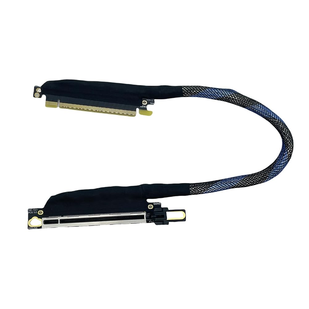 PCIe 5.0 X16 karta graficzna GPU przedłużacz posrebrzany PCI-E 5.0 X16 GEN5 64GT/S adapter kabel serwerowy szybki szybki PCIE 5.0 X16 przedłużacz karty graficznej 60 cm