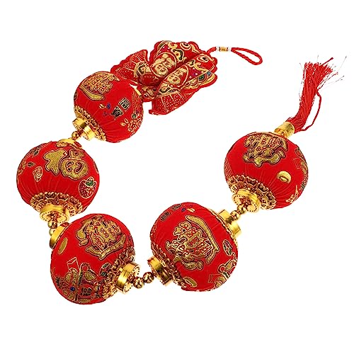 DECHOUS 2pcs String Lantern Ornaments Red Ornament Chinese Knot Tassels Decorations New Year Japanese Decorations Festival Lantern Hanging Ornament Flocking Cloth Small Lantern Christmas