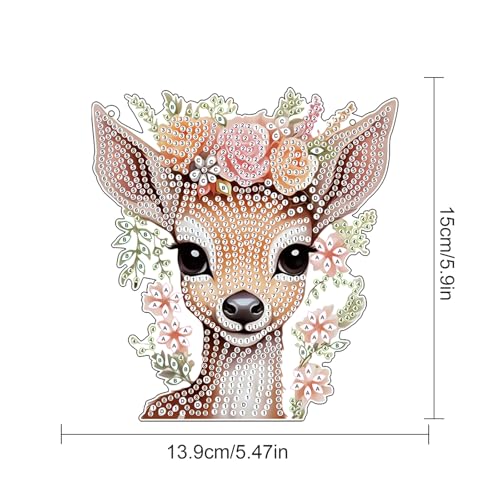 Image of Deer Princess Diamond Painting Hanging Pendant Set - DIY Acrylic Gemstone Art Board Kit with Special Shaped Crystal Diamonds, Wall Door Decoration for Home, Cute Animal Theme Craft Gift for Adults