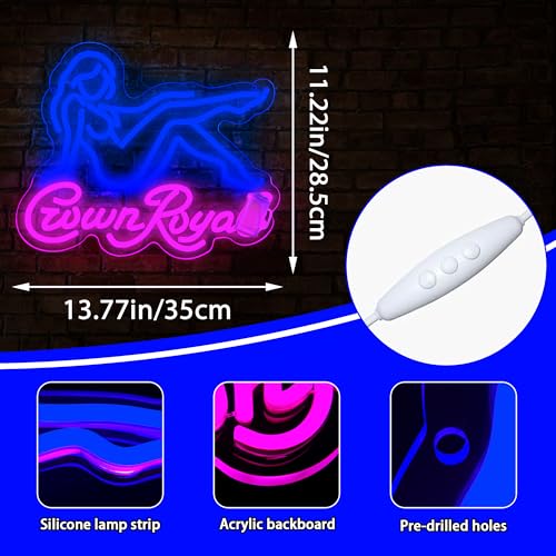 Image of Whisky Neon Sign for Wall Decor Crown Neon Light for Man Cave Dimmable Royal LED Light Suitable for Bar Pub Home Bar Party Club Store Bistro Birthday Gifts Size 13.7 * 11.2In(CP010)
