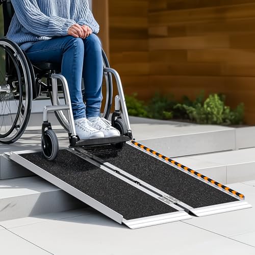 KOLOTOOL Portable Wheelchair Ramp 3FT Non-Skid Aluminum Ramps for Wheelchairs for Home Steps 800 LBS Capacity Handicap Ramp for Doorway Threshold Front Porch Entry Stairs 36 Lx 29.2 Wx2H