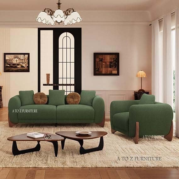 Image of A to Z Furniture Classic Chesterfield Sofa Set Luxury Chesterfield Sofa in for Home Living Room & Office (D-2 Green 3+1)