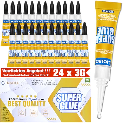 Sekundenkleber extra stark Flüssig 24 x 3 g，Universal alleskleber Mini Set – Ansicht 1