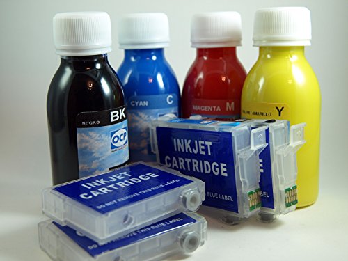 CartuchoRecargable T128 Juego de Cartuchos Recargables + TINTAS para la Serie T1281 Zorro de Epson.