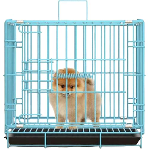 Dtnw ケージ ポータブル 犬 猫 ペット トレー付 折りたたみ式 屋根付き 折り畳み式 持ち手付き 移動便利 天窓付き 簡単な組み立て 大容量 でお手入れ簡単 中型犬 小型犬用 (M:60*42*52,ブルー)