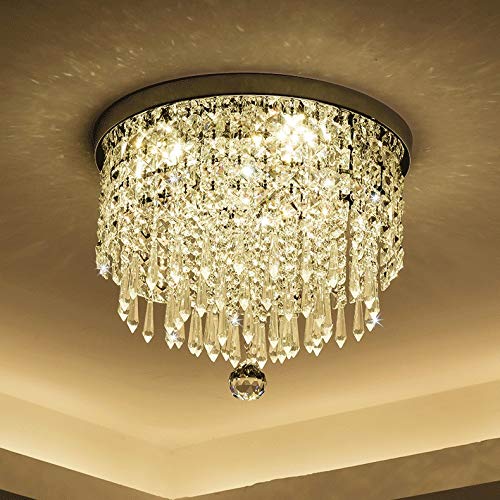 Discount4product 35 cm Width 6 watt Crystal Glass Chandelier Ceiling Lamp with Bluetooth Connectivity Speaker (Warm White)