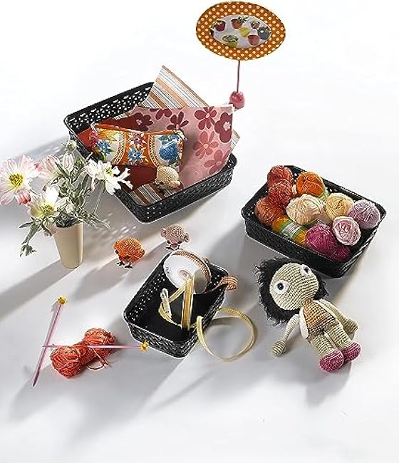 Curver 203415 Rattan-Look Office Basket, A6 Size, Polypropylene, Chocolate, chocolate, 19,8 x 14,2 x 6 cm