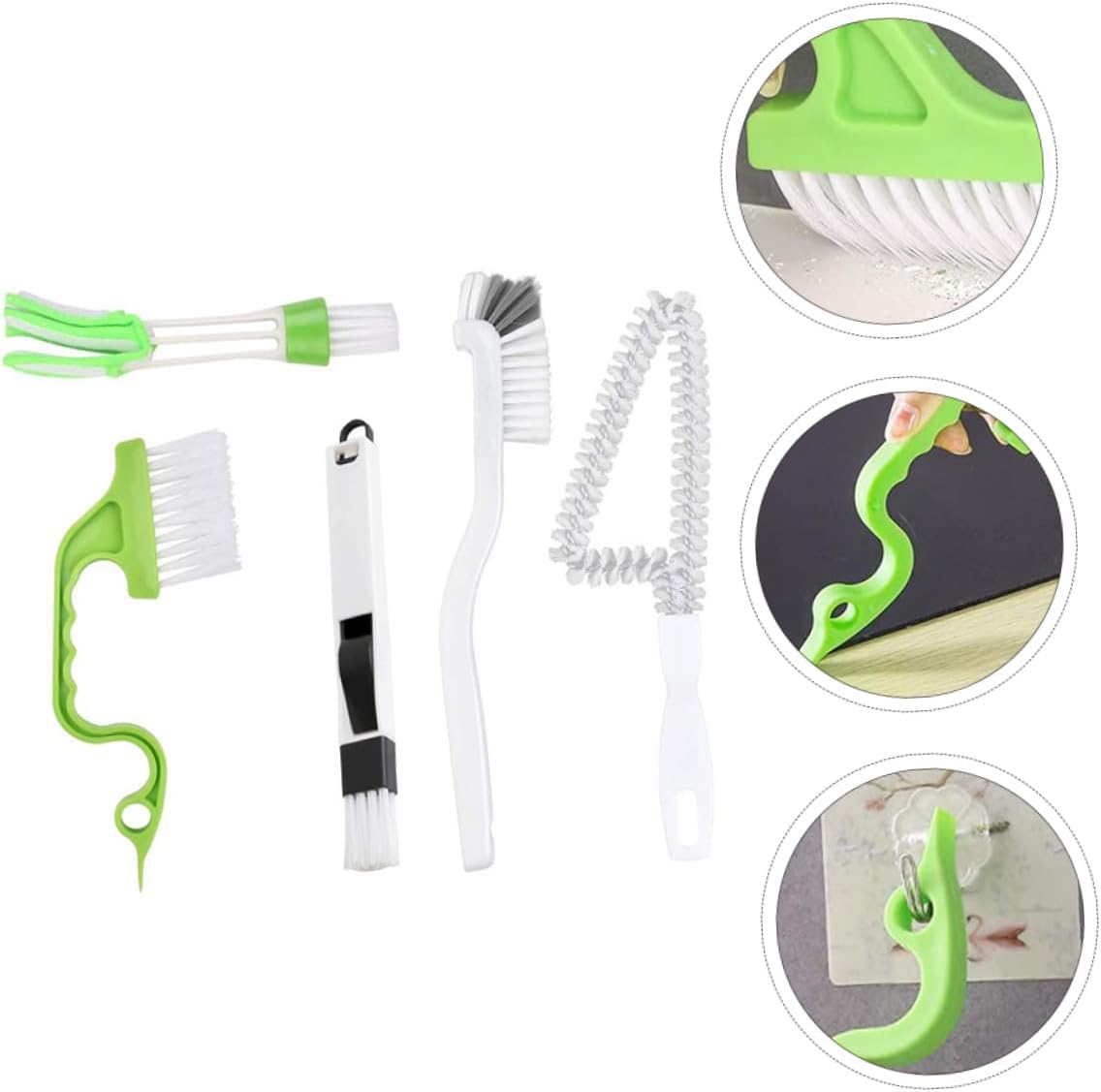 GARVALON Home Cleaning Essential 5pcs Cleaning Brush Set Tile Cleaner Grout Brush Corner Cleaning Tools Door Window Track Brush Sink Clean Brush Space-Saving Design image 4