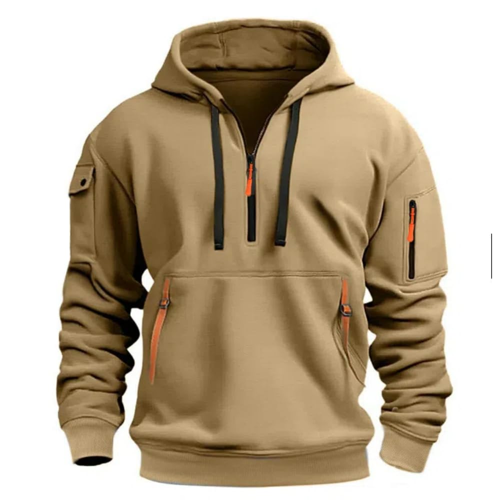 MakingDa Męska bluza z kapturem z zamkiem 1/4 zapinana na zamek błyskawiczny kieszeń polar sznurek długi rękaw dres topy mankiety koszule z kapturem luźny krój na co dzień klasyczna modna bluza z