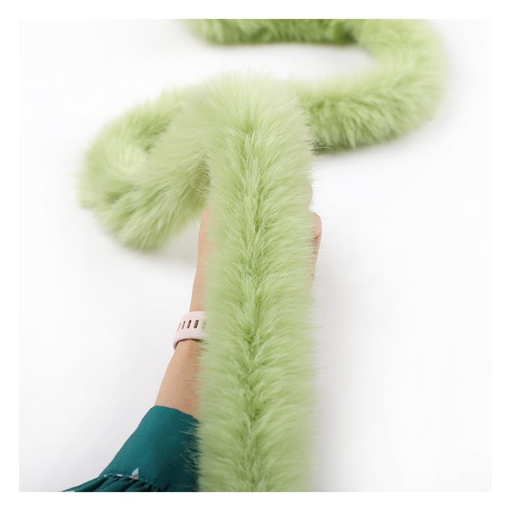Rockreyoa Faux Fur Border Fluffy Faux Fur Ribbon Faux Fur Band Plush Trim Fabric Border Handwork Material for Slippers Costumes Crafting Coats Gift Decoration Fruit Green 1m