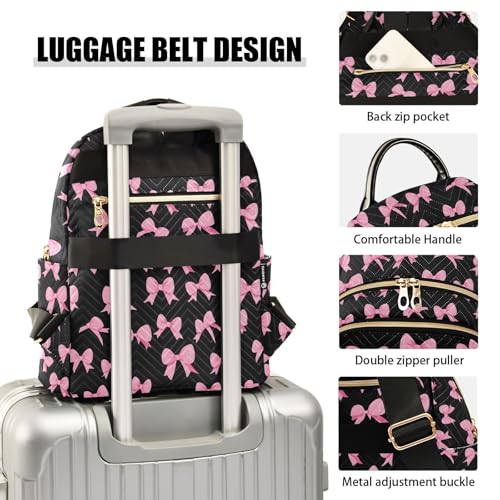 Image of ALAZA Funny Bow Black Women Backpack Purse Ladies Fashion Shoulder Bag Daypack Travel Bag 7.5L