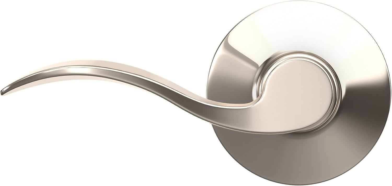 Schlage Accent Hall/Closet Passage Door Handle, Reversible, Polished Nickel | Hall or closet lever door handle with no lock, Easy to install, Certified durability, Universal fit