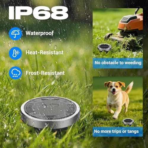 Image of XERGY Outdoor Mini Solar Powered Ground Lights, Flat Disc Light, IP68 Waterproof, Anti-Rust, Landscape Lighting for Pathway, Garden, Lawn Walkway, Driveway Cool White (Pack of 4)