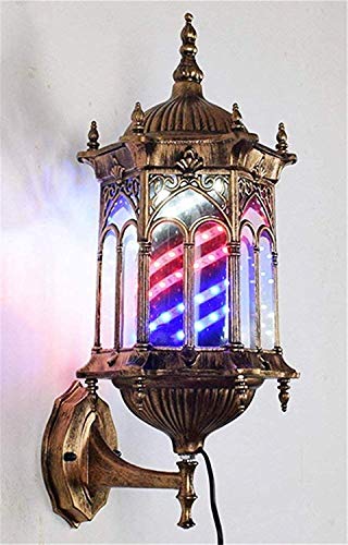 Preisvergleich Produktbild Langlebige Exquisite europäische Friseurstange, LED Retro wasserdicht rotierend Gold weiß Streifen Lampe Wandlampe Wandmontage Salon Outdoor Friseur Logo (Farbe: B), Farbe: C (Farb
