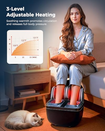 Image of KNQZE Shiatsu Foot & Calf Massager with Heat, Multi-Use Luxury Ottoman | 3-in-1 Massager, FSA Eligible, Foldable & Ergonomic Design, 3 Kneading /Air Squeeze / Heat Levels, Great for Home & Family